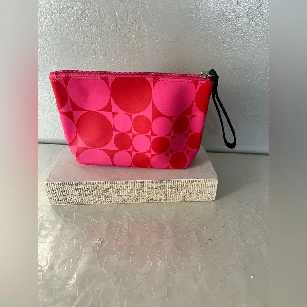 Shiseido Red and Pink Geometric Cosmetic bag
